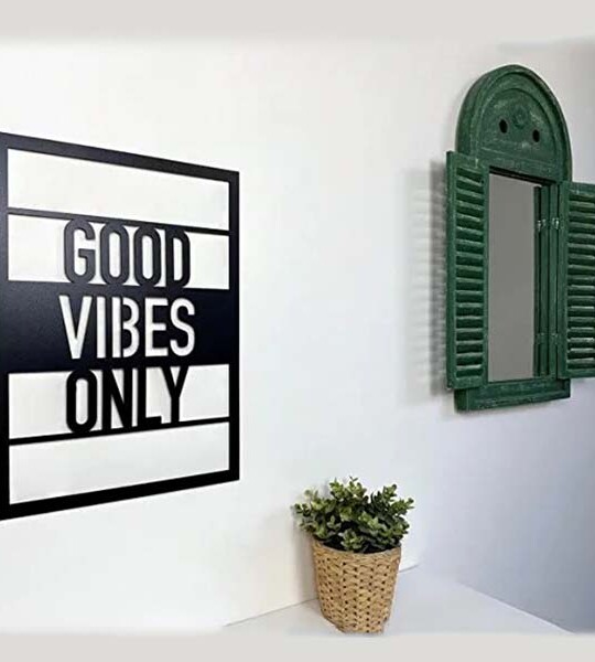 Wooden matte black wall poster||Good Vibes Only