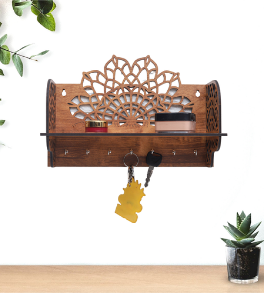 wall mounted wooden shelves and Wooden key holder